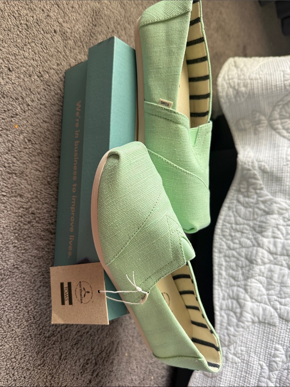 Toms Mint Green Canvas Slip-On Flats